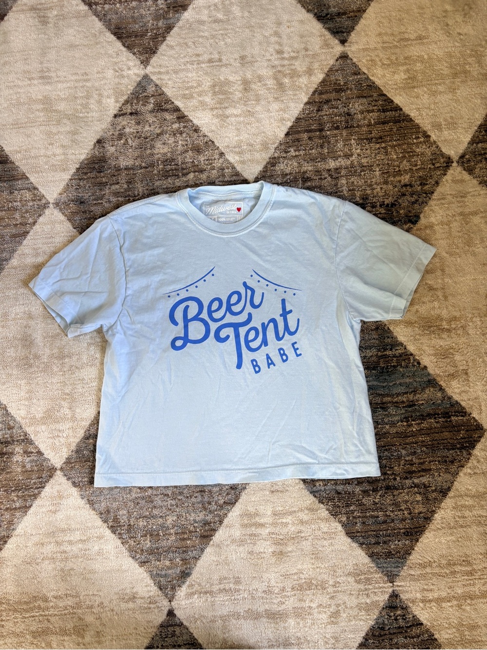 Unknown Brand Beer Tent Babe Light Blue Short Sleeve Tee